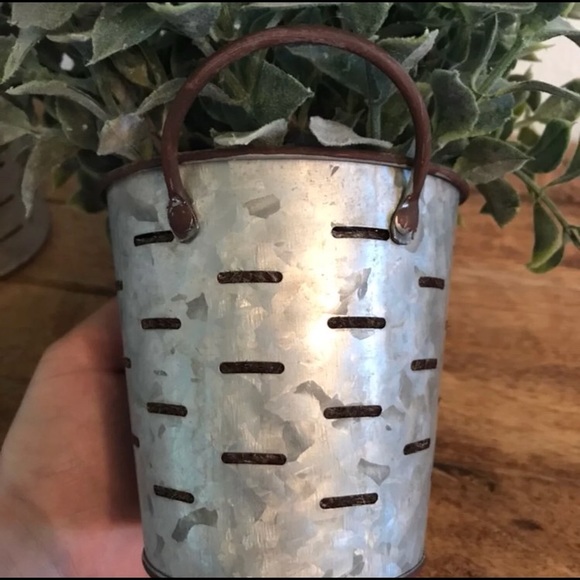 Other Set Of 2 Olive Bucket Planters With Greenery Poshmark